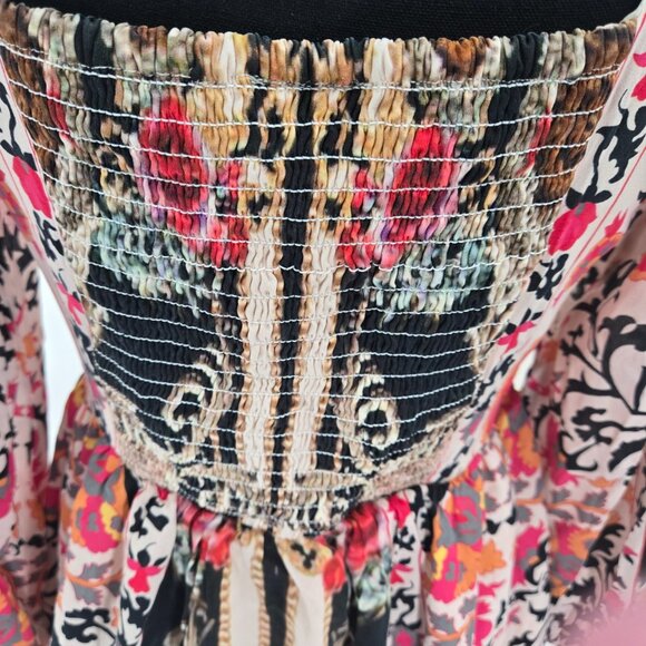 Anthropologie x Nikasha Square Neck Multi-Patterned Mini Dress Ruched Medium - Picture 6 of 10